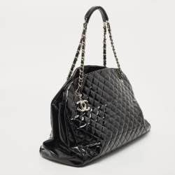 Chanel Black Quilted Patent Leather Large Just Mademoiselle Bowler Bag