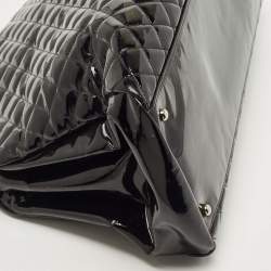 Chanel Black Quilted Patent Leather Large Just Mademoiselle Bowler Bag