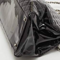 Chanel Black Quilted Patent Leather Large Just Mademoiselle Bowler Bag