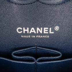Pre Owned Chanel Blue Medium Classic Patent Double Flap