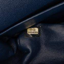 Pre Owned Chanel Blue Medium Classic Patent Double Flap