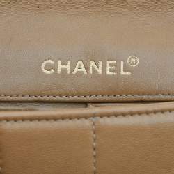 Pre Owned Chanel Beige Chocolate Bar Quilted Leather East West Flap Bag