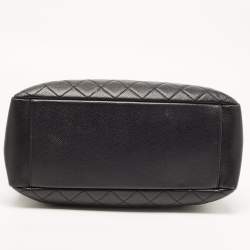 Pre Owned Chanel Black Quilted Caviar Leather GST Shopper Tote