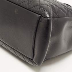 Pre Owned Chanel Black Quilted Caviar Leather GST Shopper Tote