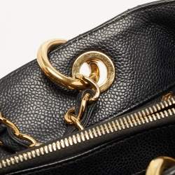 Pre Owned Chanel Black Quilted Caviar Leather GST Shopper Tote