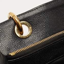 Pre Owned Chanel Black Quilted Caviar Leather GST Shopper Tote