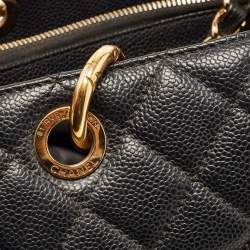Pre Owned Chanel Black Quilted Caviar Leather GST Shopper Tote