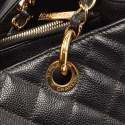 Pre Owned Chanel Black Quilted Caviar Leather GST Shopper Tote