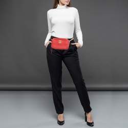Pre Owned Chanel Red Quilted Caviar Leather Chic Affinity Belt Bag