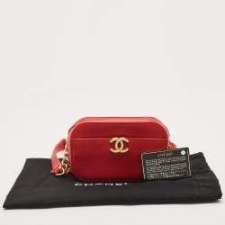 Pre Owned Chanel Red Quilted Caviar Leather Chic Affinity Belt Bag