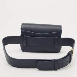 Pre Owned Chanel Navy Blue Caviar Leather Captain Gold Waist Bag