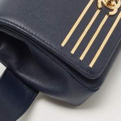 Pre Owned Chanel Navy Blue Caviar Leather Captain Gold Waist Bag
