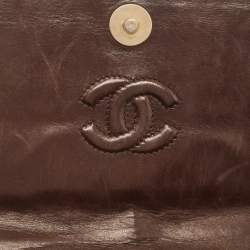 Pre Owned Chanel Dark Brown Quilted Leather Tassel Flap Bag