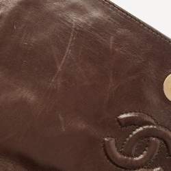 Pre Owned Chanel Dark Brown Quilted Leather Tassel Flap Bag