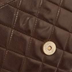 Pre Owned Chanel Dark Brown Quilted Leather Tassel Flap Bag