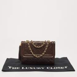 Pre Owned Chanel Dark Brown Quilted Leather Tassel Flap Bag