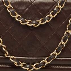 Pre Owned Chanel Dark Brown Quilted Leather Tassel Flap Bag