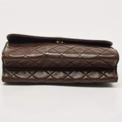 Pre Owned Chanel Dark Brown Quilted Leather Tassel Flap Bag