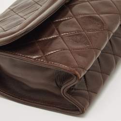 Pre Owned Chanel Dark Brown Quilted Leather Tassel Flap Bag