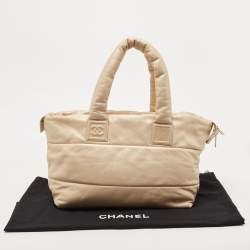 Pre Owned Chanel Pale Gold Leather Coco Cocoon Tote