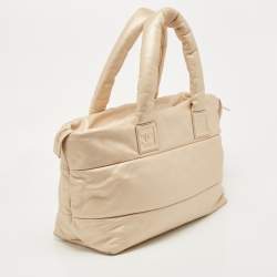 Pre Owned Chanel Pale Gold Leather Coco Cocoon Tote