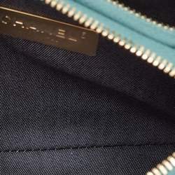 Pre Owned Chanel Teal Green Leather CC Mania Double Zip Waist Belt Bag