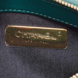 Pre Owned Chanel Teal Green Leather CC Mania Double Zip Waist Belt Bag