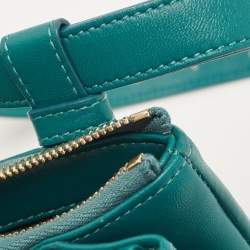 Pre Owned Chanel Teal Green Leather CC Mania Double Zip Waist Belt Bag