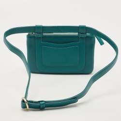 Pre Owned Chanel Teal Green Leather CC Mania Double Zip Waist Belt Bag