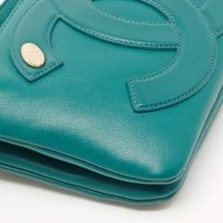 Pre Owned Chanel Teal Green Leather CC Mania Double Zip Waist Belt Bag