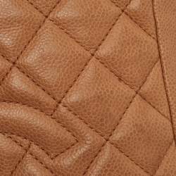 Pre Owned Chanel Beige Quilted Caviar Leather Petite Shopping Tote
