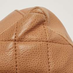 Pre Owned Chanel Beige Quilted Caviar Leather Petite Shopping Tote