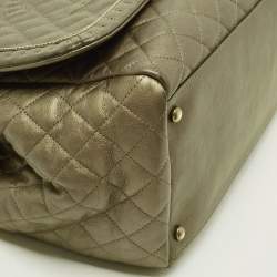 Pre Owned Chanel Metallic Olive Green Quilted Leather Istanbul Accordion Flap Bag