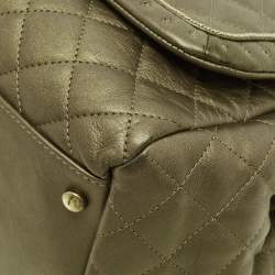 Pre Owned Chanel Metallic Olive Green Quilted Leather Istanbul Accordion Flap Bag