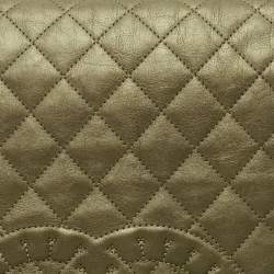 Pre Owned Chanel Metallic Olive Green Quilted Leather Istanbul Accordion Flap Bag