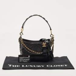 Pre Owned Chanel Black Quilted Aged Leather Small Gabrielle Hobo