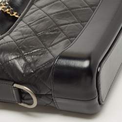 Pre Owned Chanel Black Quilted Aged Leather Small Gabrielle Hobo