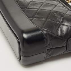 Pre Owned Chanel Black Quilted Aged Leather Small Gabrielle Hobo