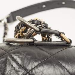Pre Owned Chanel Black Quilted Aged Leather Small Gabrielle Hobo