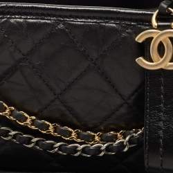 Pre Owned Chanel Black Quilted Aged Leather Small Gabrielle Hobo