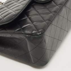 Pre Owned Chanel Black Quilted Leather Jumbo Classic Double Flap Bag