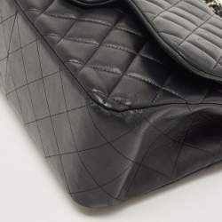 Pre Owned Chanel Black Quilted Leather Jumbo Classic Double Flap Bag