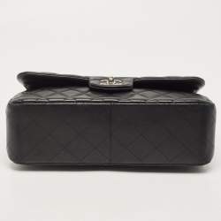 Pre Owned Chanel Black Quilted Leather Jumbo Classic Double Flap Bag