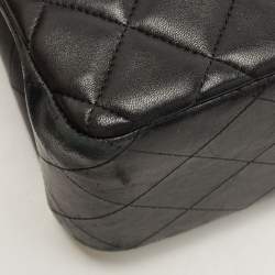 Pre Owned Chanel Black Quilted Leather Jumbo Classic Double Flap Bag