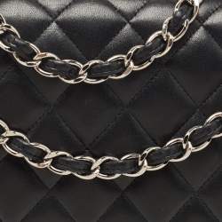 Pre Owned Chanel Black Quilted Leather Jumbo Classic Double Flap Bag