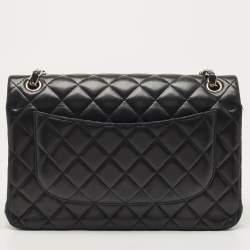 Pre Owned Chanel Black Quilted Leather Jumbo Classic Double Flap Bag