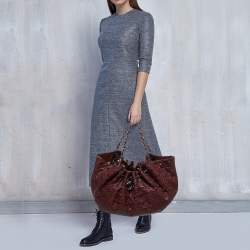 Pre Owned Chanel Dark Red Vinyl Rock in Moscou Hobo