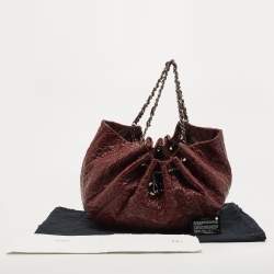 Pre Owned Chanel Dark Red Vinyl Rock in Moscou Hobo