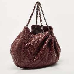 Pre Owned Chanel Dark Red Vinyl Rock in Moscou Hobo