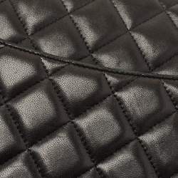 Pre Owned Chanel Black Quilted Lambskin Leather Maxi Classic Double Flap Bag